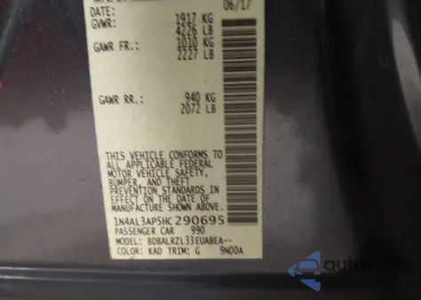 2017 Nissan Altima 2.5 Sl from USA, damaged, VIN 1N4AL3AP5HC290695